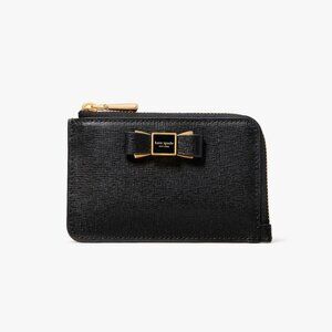 Kate Spade Morgan Bow Embellished Zip Cardholder BLACK